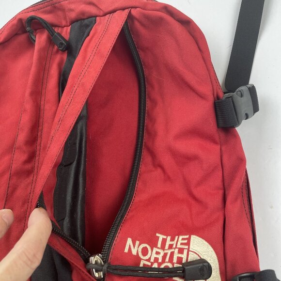 Vintage The North Face Backpack Hike Travel School Padded Waist Chest Clip Red - Picture 9 of 14